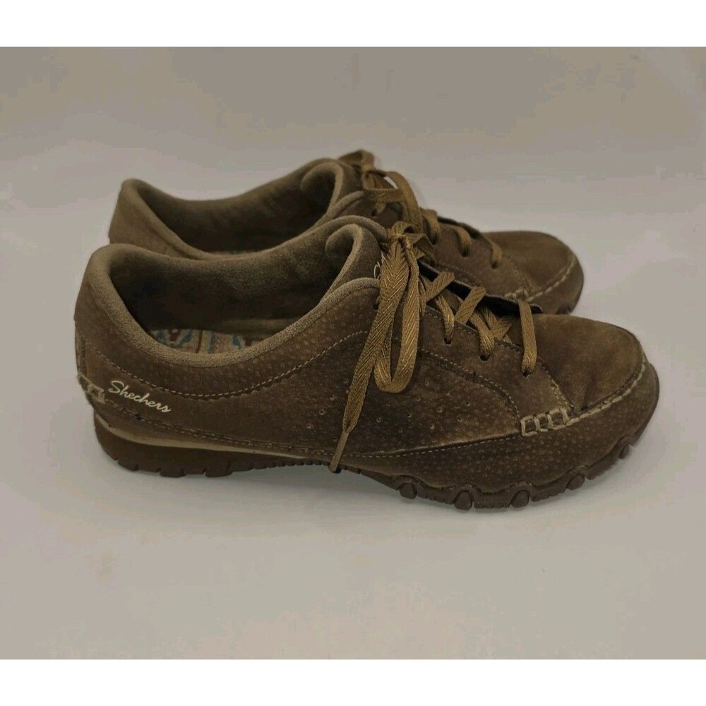 Skechers Relaxed Fit Bikers Curbed Suede Walking Sneakers Brown Womens 7 - Picture 4 of 9